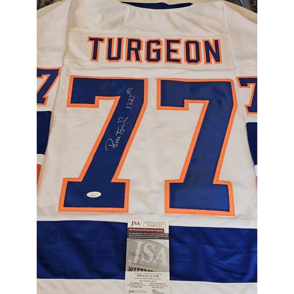 Pierre Turgeon Autographed/Signed Jersey JSA COA White Custom Jersey
